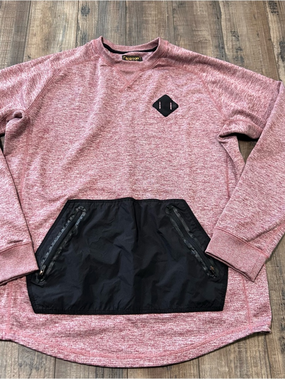 Burton Dryride Mens Sweatshirt Crew Neck Pullover Size L Burgundy Heather Pocket